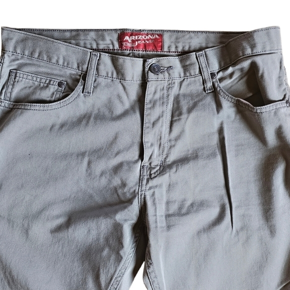 ARIZONA Men's Slim Straight 100% Cotton Gray Pants - Picture 3 of 11